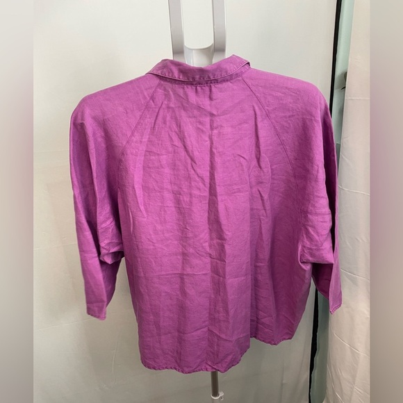 Kenar VTG 100% linen Purple 1/2 Button-Up Shirt - Picture 6 of 7